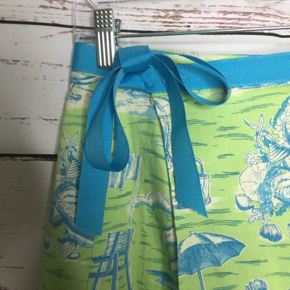 CWD Kids Girls 10 Green Blue Skirt Wrap Bow Tie Ocean Tropical Nautical Beach I2 - Picture 2 of 4